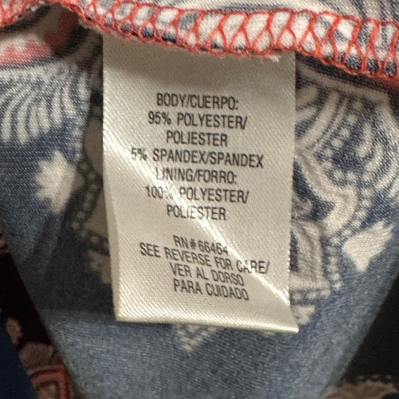 Sandra Darren Shift Dress Coral Blue Paisley Print 3/4‎ Sleeve Knee Length Sz 12 - Picture 7 of 8